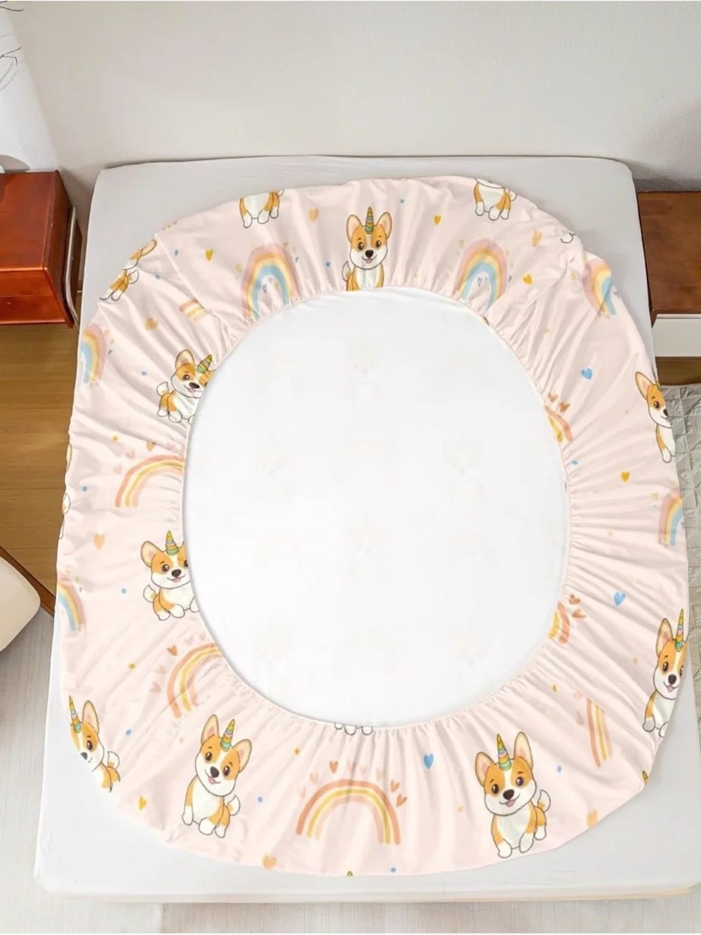 Corgi Unicorn Print Pink Bedding Set (Full) - no flat sheet